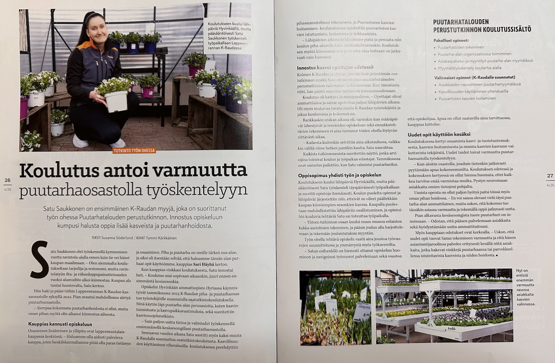 Kehittyvä kauppa -lehden aukeama julkaistulla jutulla